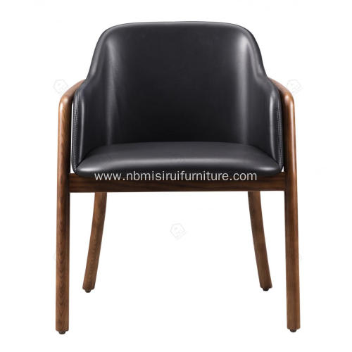 Designer black leather armrest single chairs